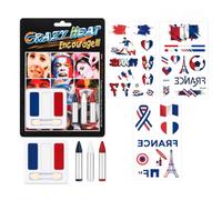 France Face Paint & Makeup Kit with Temporary Football Tattoo Stickers for World Cup 2026, Blue White Red French Flag Face Paint, Fan Accessory for Football, Rugby, Cricket & Match Day Parties