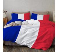 France Flag Bedding Set Soft Microfiber Blue And White Duvet Cover With A Sense Of Blue And White Stripes For Kids,Adults,With Hidden Zipper Quilt Cover Pillowcase 2 Pcs Set Single (135 x 200 cm)