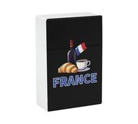 France Flag Coffee Wine Croissant Funny Cigarette Case Stylish Cigarettes Holder Box Ideal Gifts for Men Women Smoker