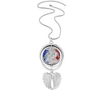 France Flag Country City Culture Pendant Angel Wings Rotating Necklace Jewelry