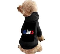 France Flag E-iffel Tower Warm Dog Hooded Sweatshirt with Hat Soft Pet Pullover Clothes for Small Medium Large Pets