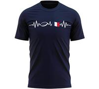 France Flag Heartbeat Rugby T Shirt Mens French Football Rugby Français Supporter Tee Top, M, Navy
