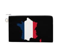 France Flag Map Small Canvas Coin Purse Change Zippered Pouch Wallet Organizer Bags 7.4 X 4.6 Inch