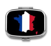 France Flag Map Travel Pill Organizer 2 Compartments Pill Case Pill Box Containers for Purse Pocket