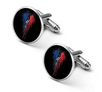 France Flag Painted with Colorful Paint Splashes Alloy Cufflinks Men's Classic Cuff Link Fashion Shirt Accessories for Business Party Wedding 2.0cm