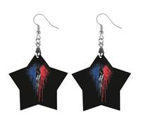 France Flag Painted with Colorful Paint Splashes Artistic Wooden Earrings Pendant Vintage Earring Hooks Trendy Vacation Dangle Boho Eardrop Love