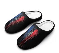 France Flag Painted with Colorful Paint Splashes Cotton Slipper Anti-Skid Comfortable Cozy Plush Slippers Indoor House Closed Toe Shoes 11-12（42-43）