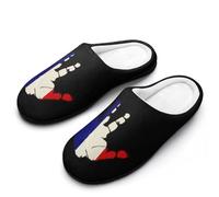 France Flag Palm Print Mens Slipper Slip On Winter Warm House Slippers Shoes Indoor Outdoor