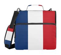 France Flag Vector 1.5 Inch 3 Rings Zip Up Binder with Strap Waterproof Portable Home Travel Safe Storage Bag for School