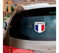 France French Flag Map Shield Emblem Style Sticker Decal Vinyl - 2 Pack Reflective 7.6cm - for Car Boat Laptop Cup