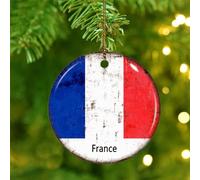 France Hanging Ornaments Gift Flag Vivid Color Ornament Keepsake Xmas Tree Decoration Farmhouse Ceramic Double Sided Ornament Pendant for Friends Families