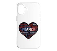 France Heart Typography Map Paris French Cities Word Cloud G Case for iPhone 16 Plus