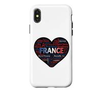 France Heart Typography Map Paris French Cities Word Cloud G Case for iPhone X/XS