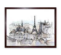 France Ink Drawing Paris Art Print Framed Poster Wall Decor 12x16 inch