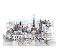 France Ink Drawing Paris Large Wall Art Print Canvas Premium Poster