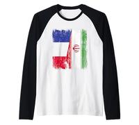 France Iran Half Flag French Iranian Jersey Raglan Baseball Tee