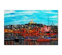 France Jigsaw Puzzle 200 Piece France Old Port of Marseille Puzzle Game Artwork Travel Souvenir 35x25CM