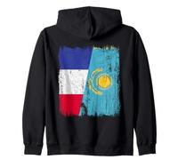 France Kazakhstan Half Flag French Kazakh Jersey Zip Hoodie