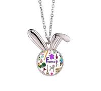 France Landscap Animals National Flag Rabbit Necklace Pendant Bunny Animal Jewelry Gift