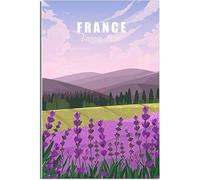 France Lavender Fields Sea of Flowers Art Print Vintage Travel Poster Retro Wall Art Canvas Poster Home Decor Room Decor Unframed 60x90cm