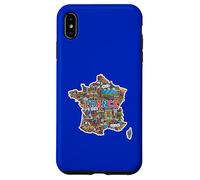 France Map Landmark Doodle Art Eiffel Tower Travel Case for iPhone XS Max