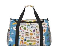 France Map With Icons Decorat Print Daily essentials Large Capacity Hand Carry Bag for Weekend Getaways style Bags