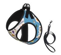 France Map With Icons Decorat Print Small Dog Harness And Leash Set, Adjustable Soft Vest With 360° Reflective Straps For Cats Puppy