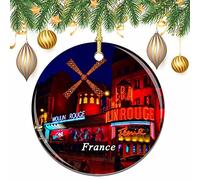 France Moulin Rouge Paris Christmas Xmas Tree Ornament Decoration Wedding Hanging Pendant Decor City Travel Souvenir Collection