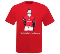 France & MUFC Football Legend Eric Cantona T-Shirt - 'I Am Not a Man. I Am Cantona' Football Icon Tee (100% Cotton, Unisex) (UK, Alpha, XXL, Regular, Regular, RED, Cantona)