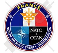 France NATO Sticker - French Membership in North Atlantic Treaty Organization Roundel Design (9cm / 3.5”) - Weatherproof Vinyl Decal