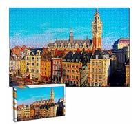 France Old Town Lille Puzzle 1000 Piece Jigsaw Puzzle for Adults Wooden Travel Gift Souvenir 30x20 inches(DJ1000-02026)
