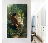 France Painter Pierre Auguste Cot's Springtime Posters Print on Canvas Wall Art Canvas Famous Painting Living Room Decor 50x100cm Frameless