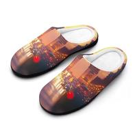 France Paris Arc De Triomphe Women's Slippers Cotton Warm House Shoes with Rubber Anti-Slip Sole Slip On for Home Outdoor 7-8（39-40