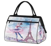 France Paris Ballet Dancer Gym Bag for Men Women, Travel Sports Duffel Bags Waterproof Weekend Overnight Bag Lightweight Carry On Luggage Tote