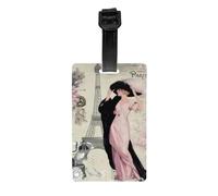 France Paris Eiffel Tower Vintage Luggage Tag Flower Pink Suitcase Baggage Privacy Cover ID Label