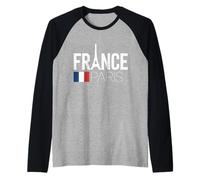 France Paris French Flag Eiffel Tower Souvenir Raglan Baseball Tee