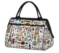 France Paris Pattern Travel Duffle Bag for Women Men Kids Boys Girls Weekend Overnight Bags 24 L Holdall Tote Cabin Bag for Sports Gym Yoga