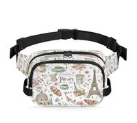 France Paris Theme Waist Bag Multifunction Pack for Travel Sport Running Fanny Pack Bumbag Pouch Purse Belt Bag for Women Men Kids Girls Boys