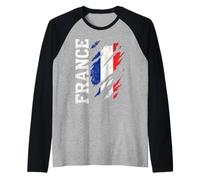 France Pride Ripped Claw Mark Flag Raglan Baseball Tee