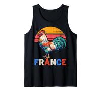 France Rooster Vintage Sunset Retro Tank Top