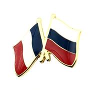 France Russia French Russian EU Friendship Metal Enamel Country Flags Pin Badge