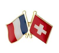 France & Switzerland Friendship National Flag Metal Enamel Pin Badge Lapel
