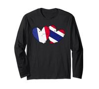 France Thailand Heart Flags French Thai Love Pride Long Sleeve T-Shirt