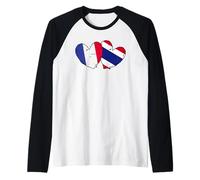 France Thailand Heart Flags French Thai Love Pride Raglan Baseball Tee