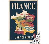 France Travel Poster︰ L'Art De Vivre 1000 Piece Jigsaw, 38x26cm/1000pcs