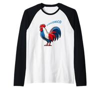 France Tricolor Rooster Flag Blue, White and Red Raglan Baseball Tee