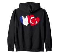 France Turkey Heart Flag Türkiye French Turkish Friendship Zip Hoodie