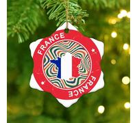 France Xmas Ornament City Flag Souvenir International Round Christmas Tree Ornament Ceramic Funny World State Map Flag Christmas Bauble for Festive Holidays Home Decor