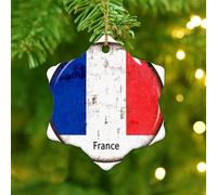 France Xmas Ornament National Country Flags Sailing Hanging Ornaments Xmas Party Decorations Unique Ceramic Double Sided Ornament Pendant for Friends Families
