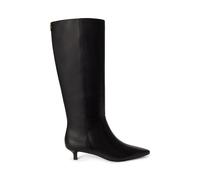 Francesca Kitten Heel Leather Knee-High Boots Black